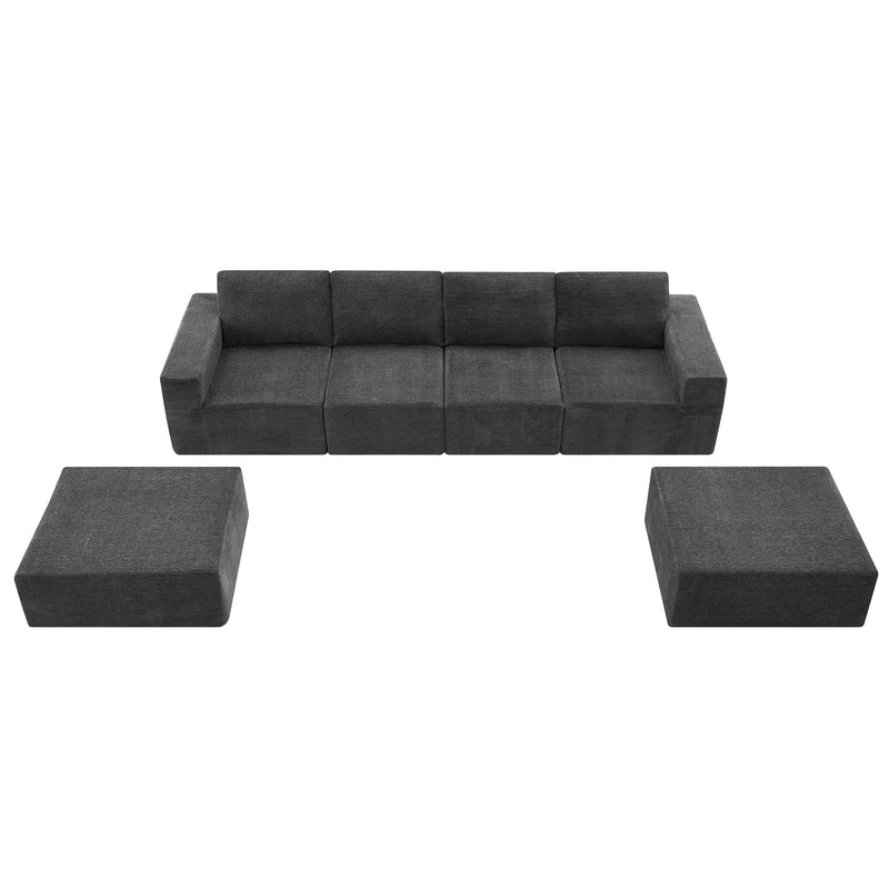 Modular U-Shaped Sectional Sofa, Luxury Chenille Floor Couch Set, Upholstered Indoor Furniture, Foam - Filled Sleeper Sofa Bed For Living Room, Bedroom, Free Combination