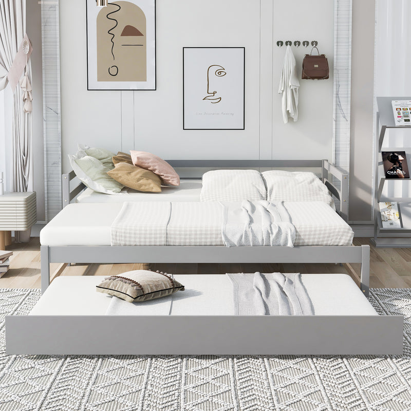 Twin or Double Twin Daybed with Trundle,Gray