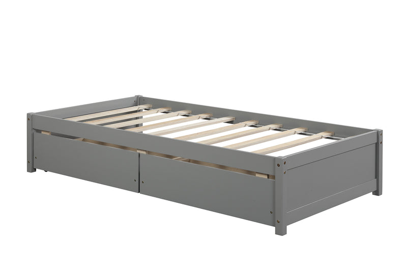 Twin Bed with 2 Drawers, Solid Wood, No Box Spring Needed ,Grey(New SKU:W504P149041)