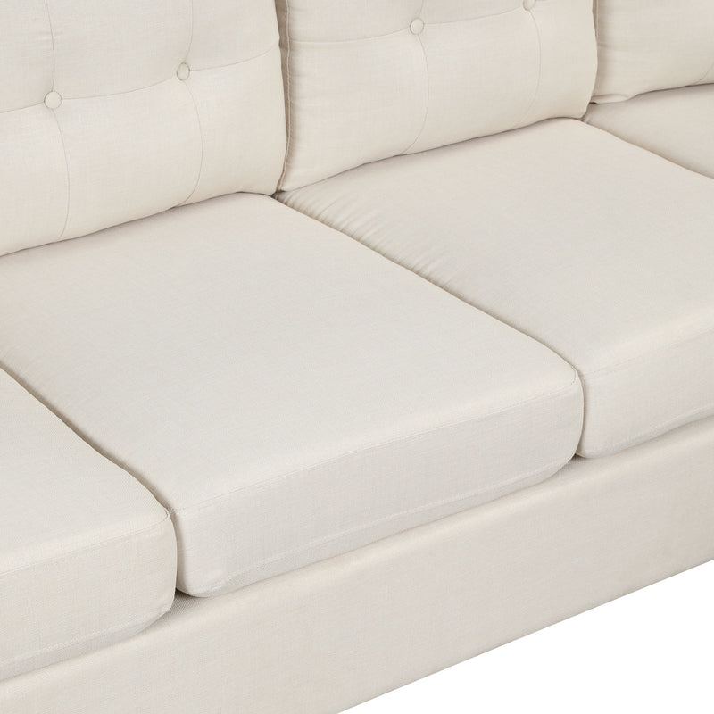 Modern Linen Fabric Sofa, L-Shape Couch With Chaise Lounge, Sectional Sofa With One Lumbar Pad