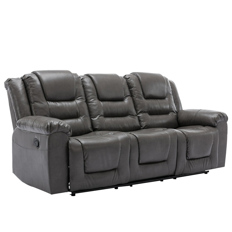 Home Theater Recliner Set Manual Recliner Chair With Wide Armrest, Two Built-In Cup Holders For Living Room