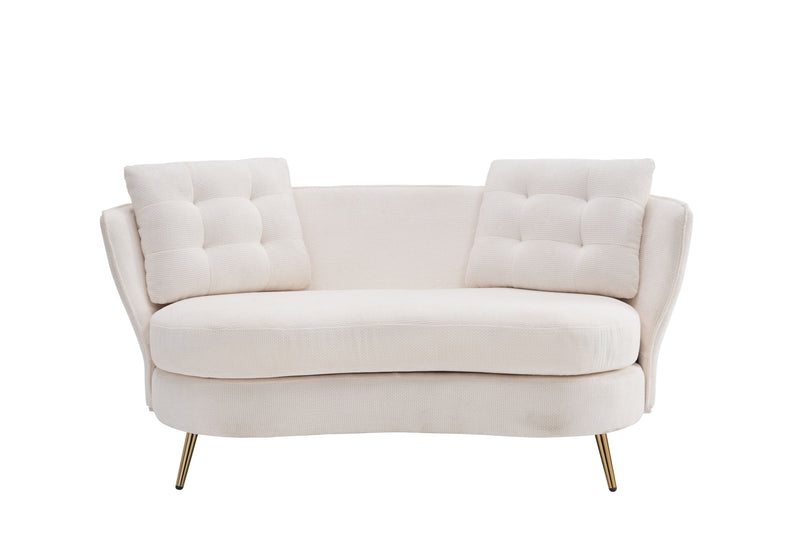 Polyester Fiber Loveseat Sofa Upholstered Couch With Golden Metal Legs Club Two-Seat Sofa For Living Reading Room Bedroom Apartment Small Space Dorm