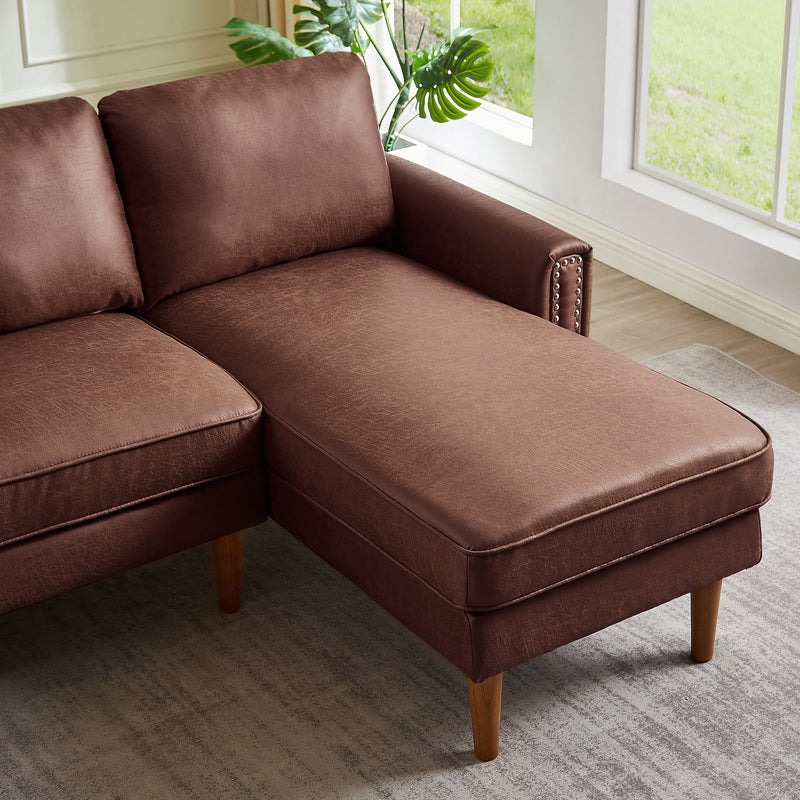 L-Shape Sofa Couch With Chais Mid-Century, Strong Leg And Design That Will Complement Any Living Space, Left Chaise