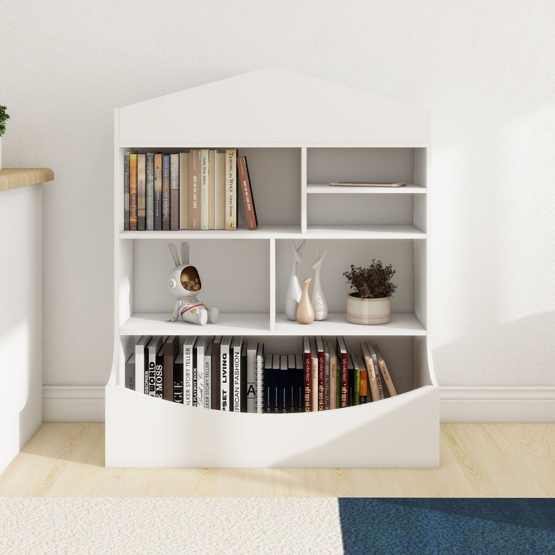 Children's Multi-Functional 7 Shelf Bookcase, Storage Display, Rack, Organizer - White