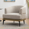 Modern Two-Tone Barrel Chair, Upholstered Round Armchair For Living Room Bedroom Reading Room