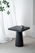 Square Side Table With Pedestal Base