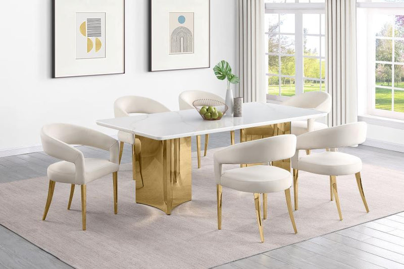 Galiano - Rectangular Stone Top Dining Table - White