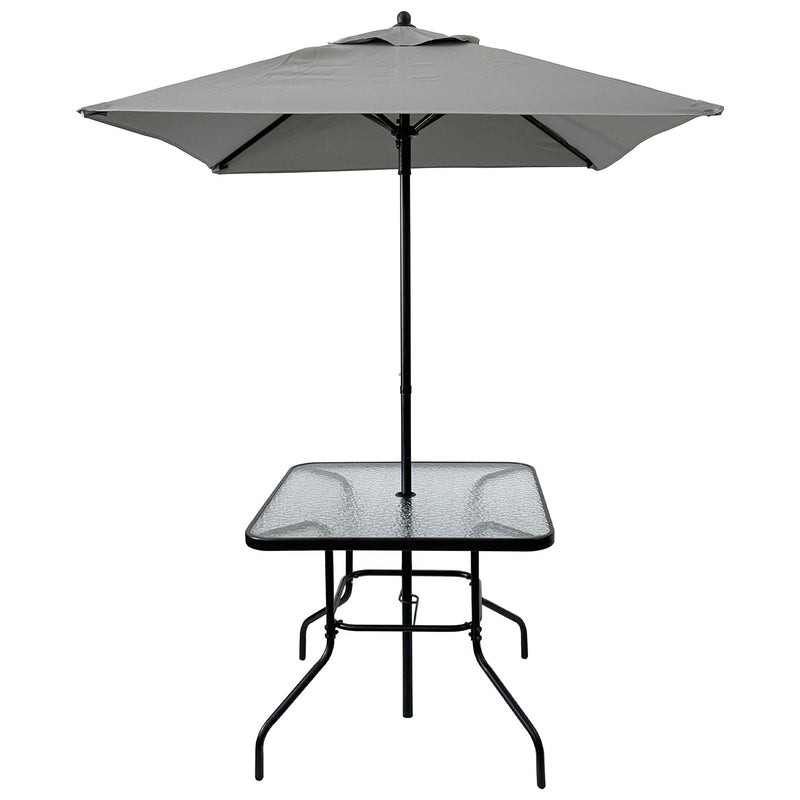 Outdoor Patio Dining Set For 4 People, Metal Patio Furniture Table And Chair Set With Umbrella - Black