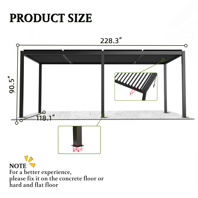 Louver Pergola Steel Louvers & Frame - Black