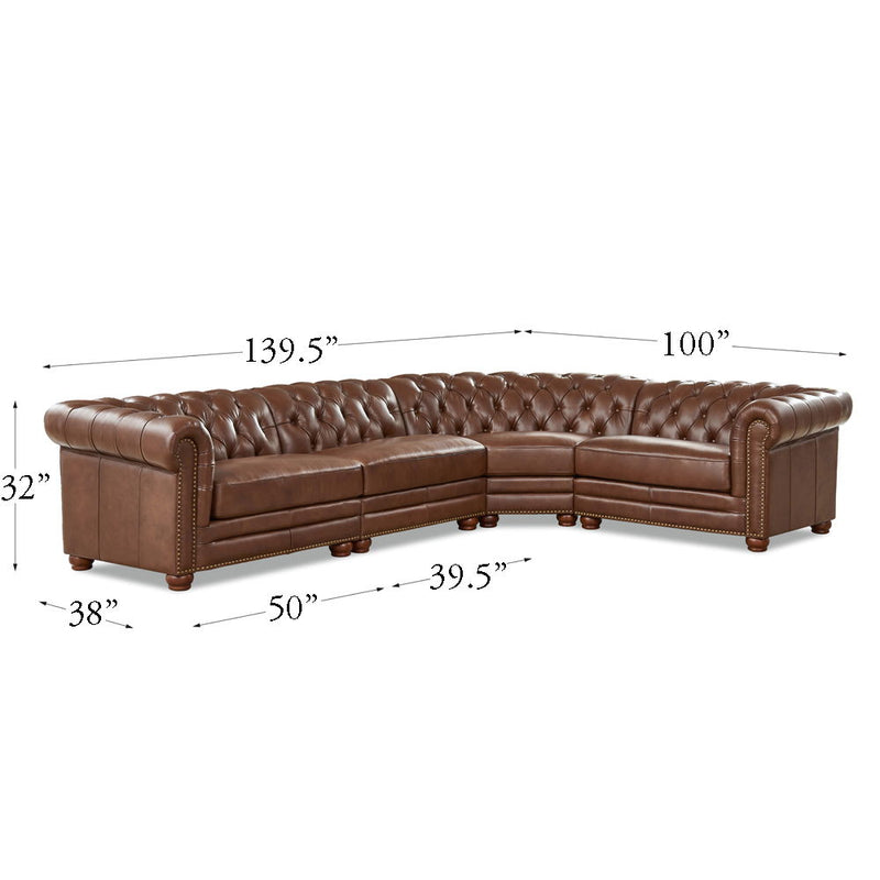 Aliso - L-Shaped Leather Sectional - Pecan