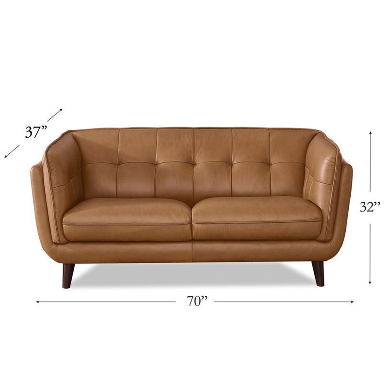 Solana - Leather Loveseat - Cognac