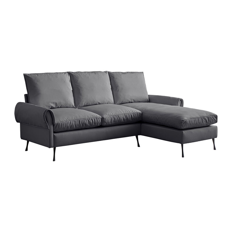 Modern Sectional Technical Leather L-Shaped Sofa Couch With Reversible Chaise Lounge