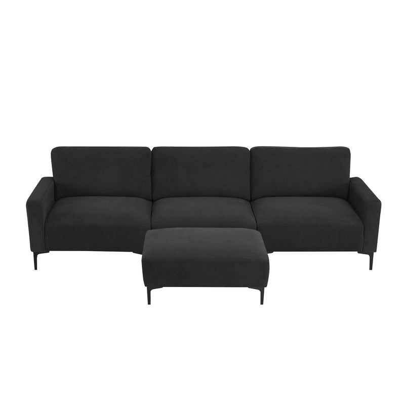 Modern L-Shaped Sectional Sofa, 4-Seat Velvet Fabric Couch Set With Convertible Ottoman, Freely Combinable Sofa For Living Room, Apartment, Office, Apartment