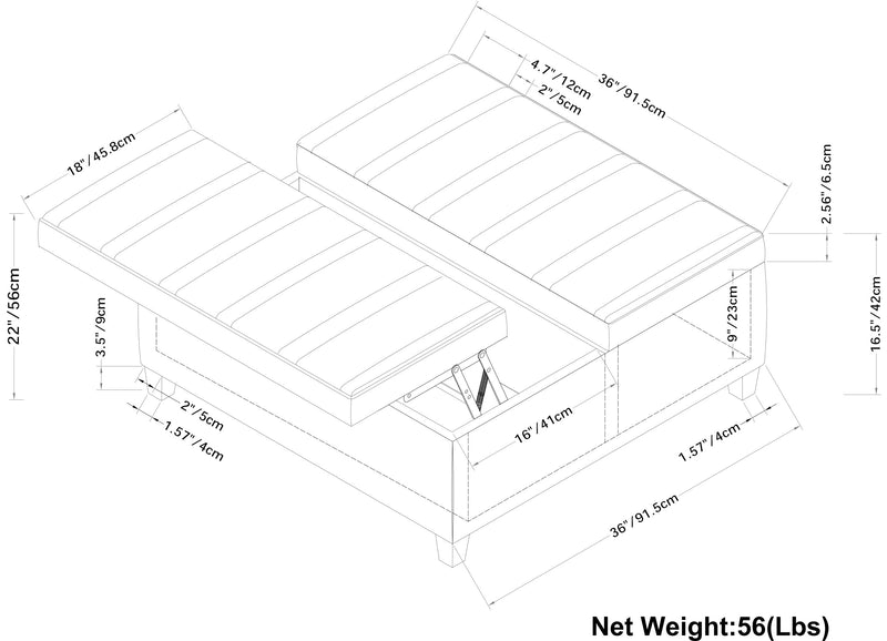 Ellis - Coffee Table Storage Ottoman