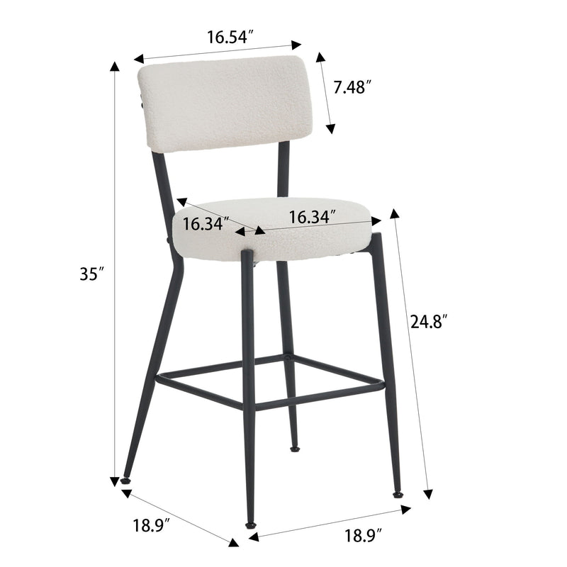 Modern Teddy Fabric Upholstered Bar Stools - Black Legs