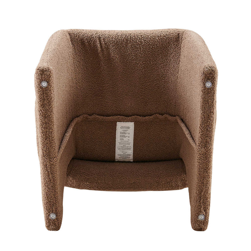 Modern Accent Chair Brown Single Sofa Chair, Upholstered Side Chair Teddy Comfy Chair For Dining Room / Bedroom / Living Room / Reception