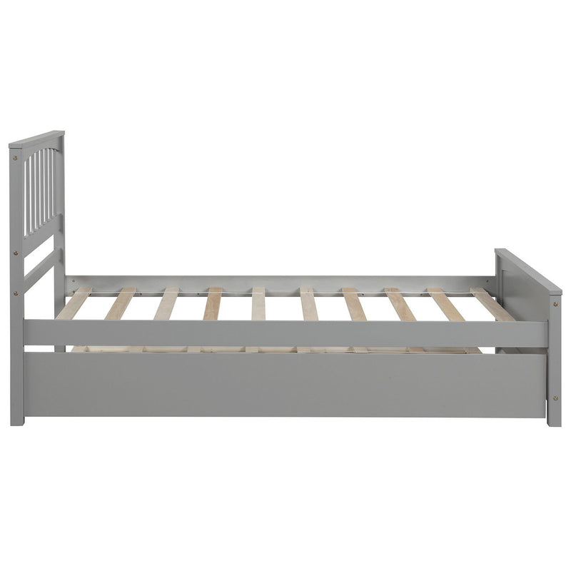 Twin Size Platform Bed &Trundle - Gray