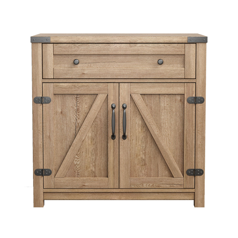 Modern Farmhouse Double Barn Door Accent Cabinet - Tobacco