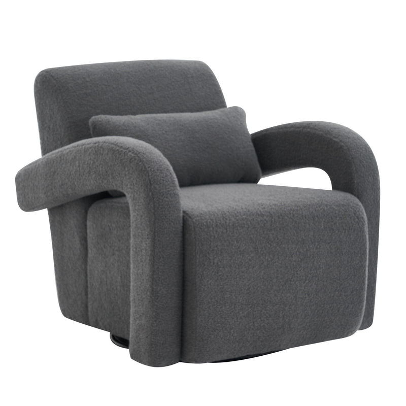 Cozy Teddy Fabric Armchair, Modern Sturdy Lounge Chair With Curved Arms And Thick Cushioning For Plush Comfort