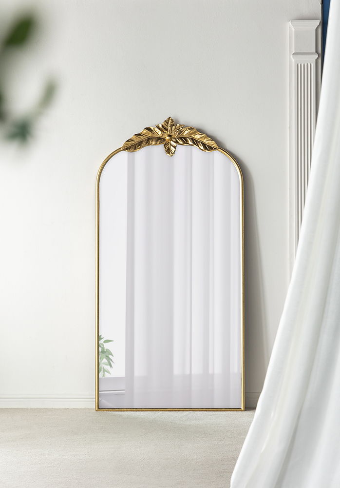 Full Length Mirror, Arched Mirror Hanging Or Leaning Against Wall, Large Mirror For Living Room - Gold