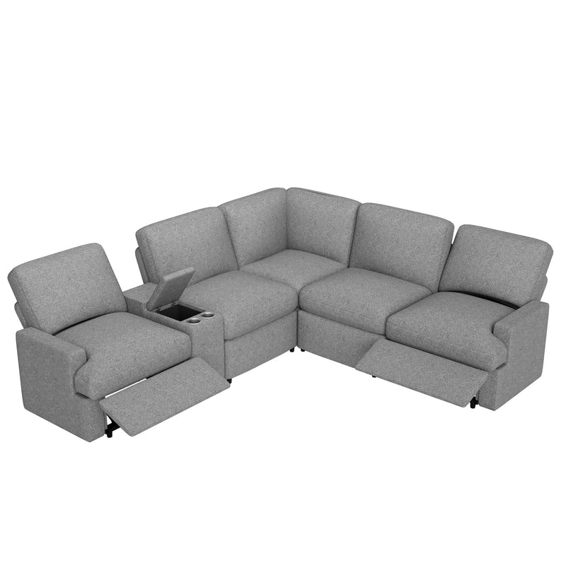 Power Recliner Corner Sofa Home Theater Reclining Sofa Sectional Couches With Storage Box, Cup Holders, USB Ports And Power Socket For Living Room