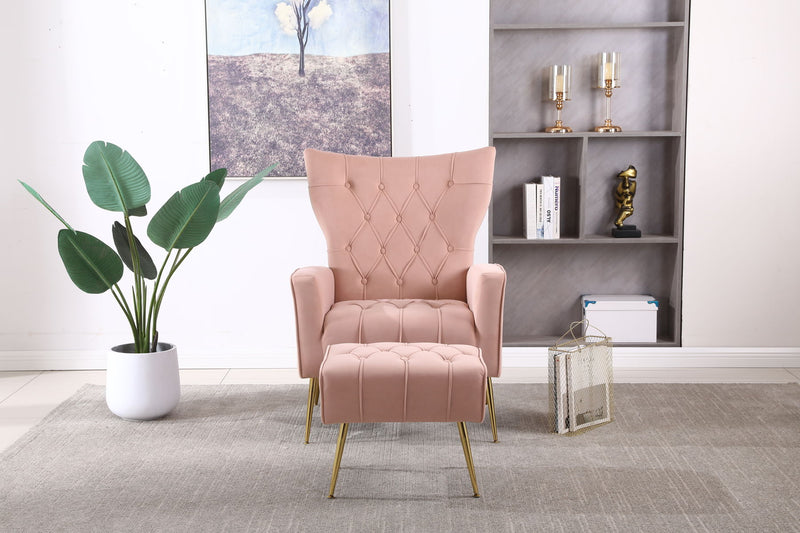 Modern Accent Chair With Ottoman, Comfy Armchair For Living Room, Bedroom, Apartment, Office