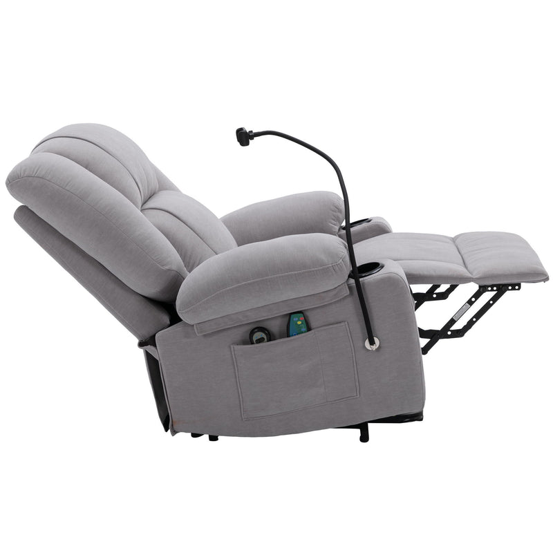 Power Lift Recliner Chair Electric Recliner For Elderly Recliner Chair With Massage And Heating Functions, Remote, Phone Holder Side Pockets And Cup Holders For Living Room