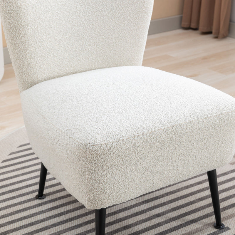 Boucle Upholstered Armless Accent Chair Modern Slipper Chair, Cozy Curved Wingback Armchair, Corner Side Chair