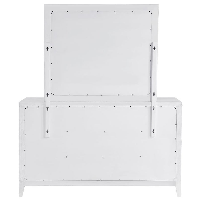 Marielle - 6 Drawers Dresser With Mirror - Distressed White