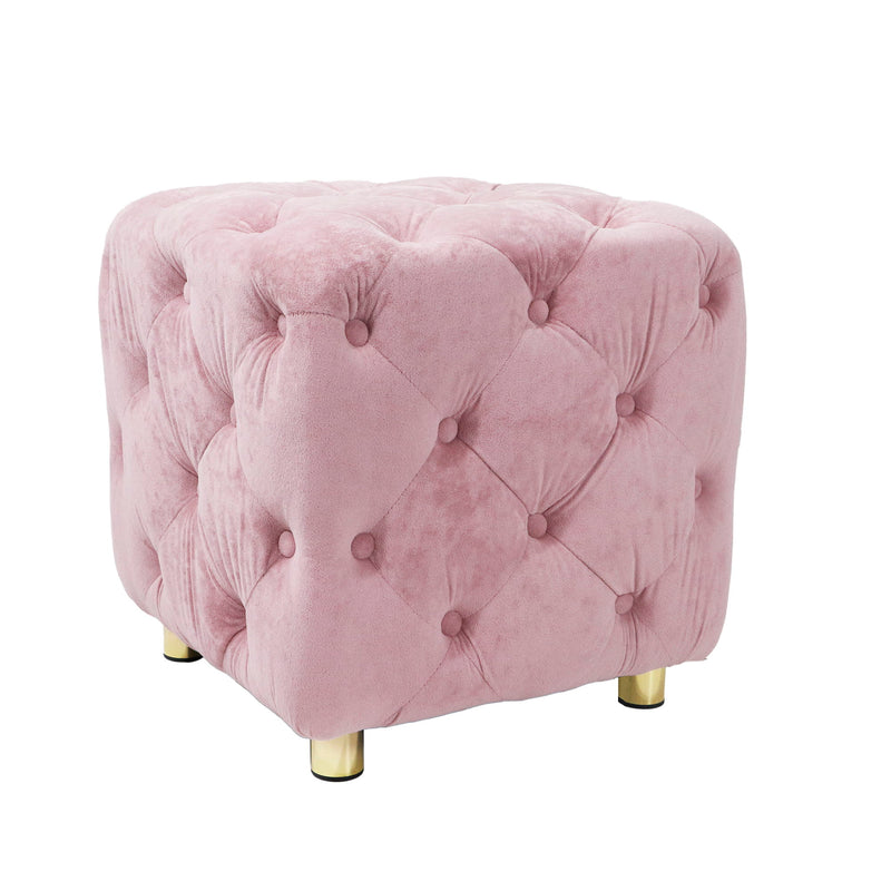 Modern Velvet Upholstered Ottoman, Exquisite Small End Table, Soft Foot Stool, Dressing Makeup Chair, Comfortable Seat For Living Room, Bedroom, Entrance