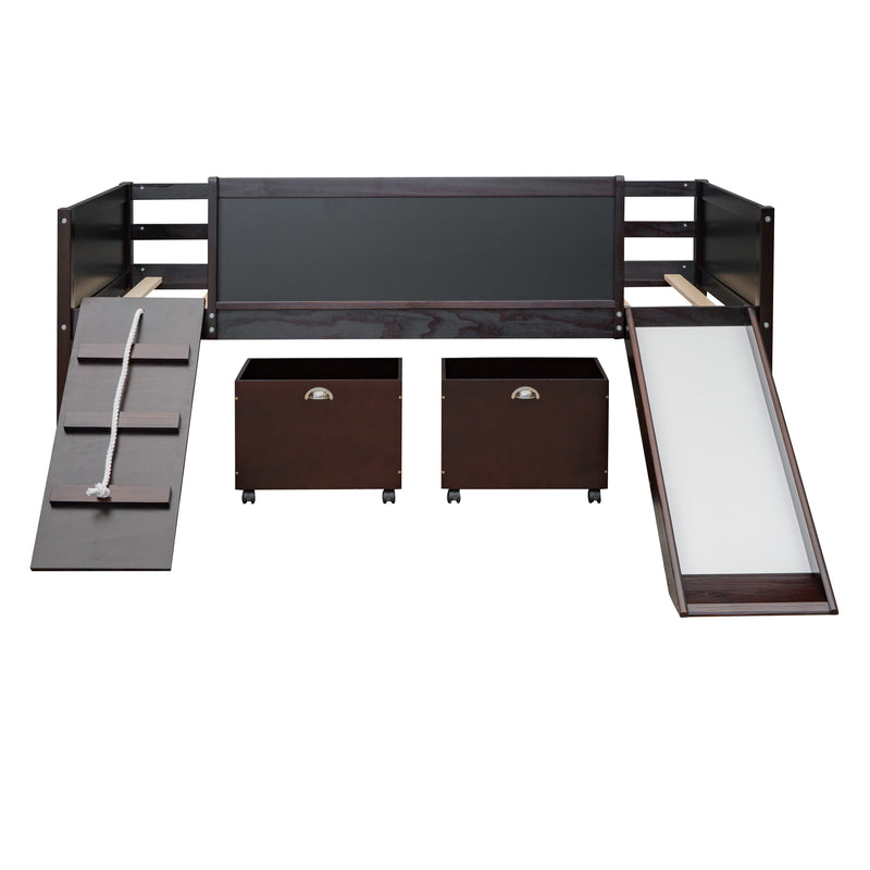 Twin size Loft Bed Wood Bed with Two Storage Boxes - Espresso ( old sku: LP000075AAP )