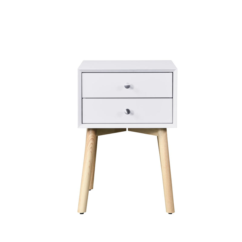 Bedside Table With 2 Drawers Mid-Century Modern Storage Cabinet For Bedroom