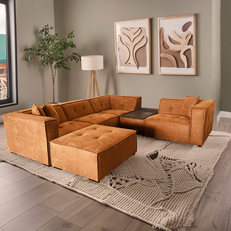 Logan - Modular Sofa Ottoman - Orange