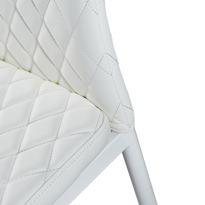 Modern Minimalist Dining Chairs, Fireproof Leather Sprayed, Metal Pipe Diamond Grid Pattern