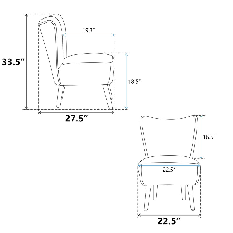 Boucle Upholstered Armless Accent Chair Modern Slipper Chair, Cozy Curved Wingback Armchair, Corner Side Chair