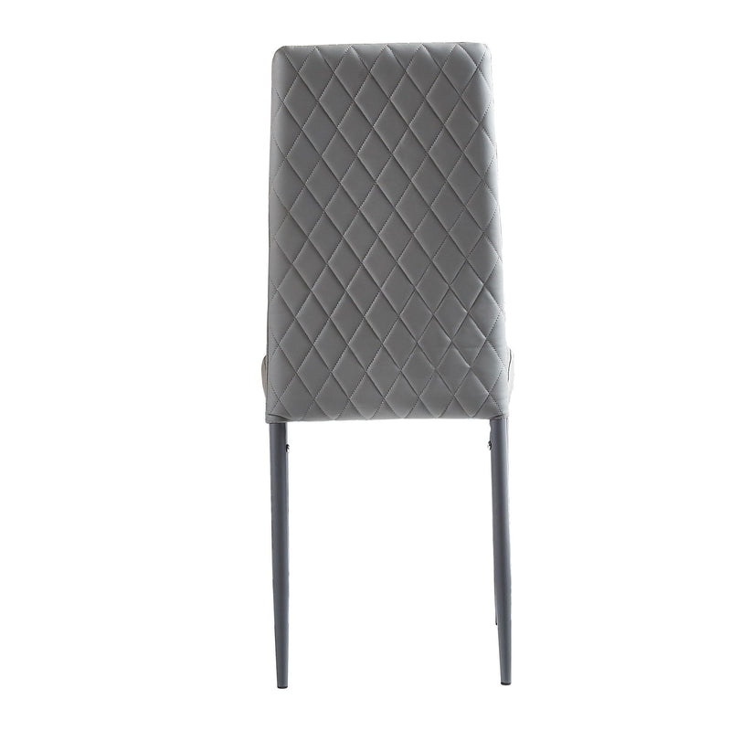 Modern Minimalist Dining Chairs, Fireproof Leather Sprayed, Metal Pipe Diamond Grid Pattern