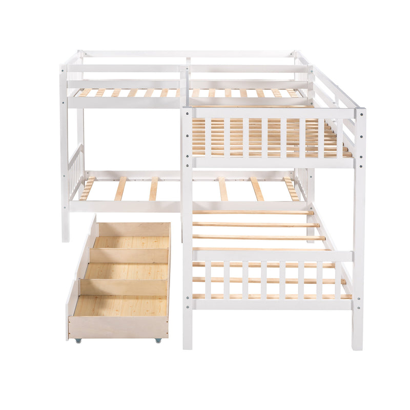 Twin L Shaped Bunk Bed With Drawers