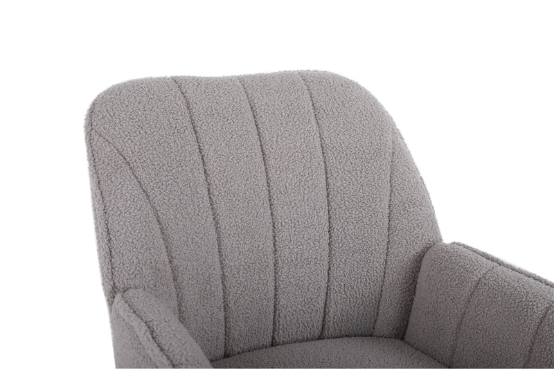 Modern Mid-Century Chair Linen Sherpa Armchair For Living Room Bedroom Office