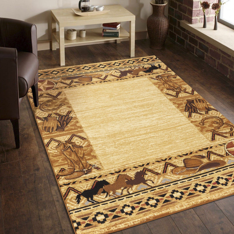 Tribes - 2' X 3' Southwest Polyester Area Rug - Beige