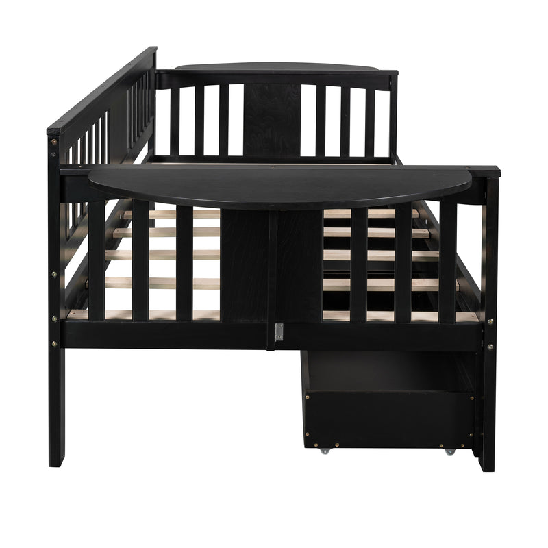 Twin size Daybed with Two Drawers, Wood Slat Support, Espresso