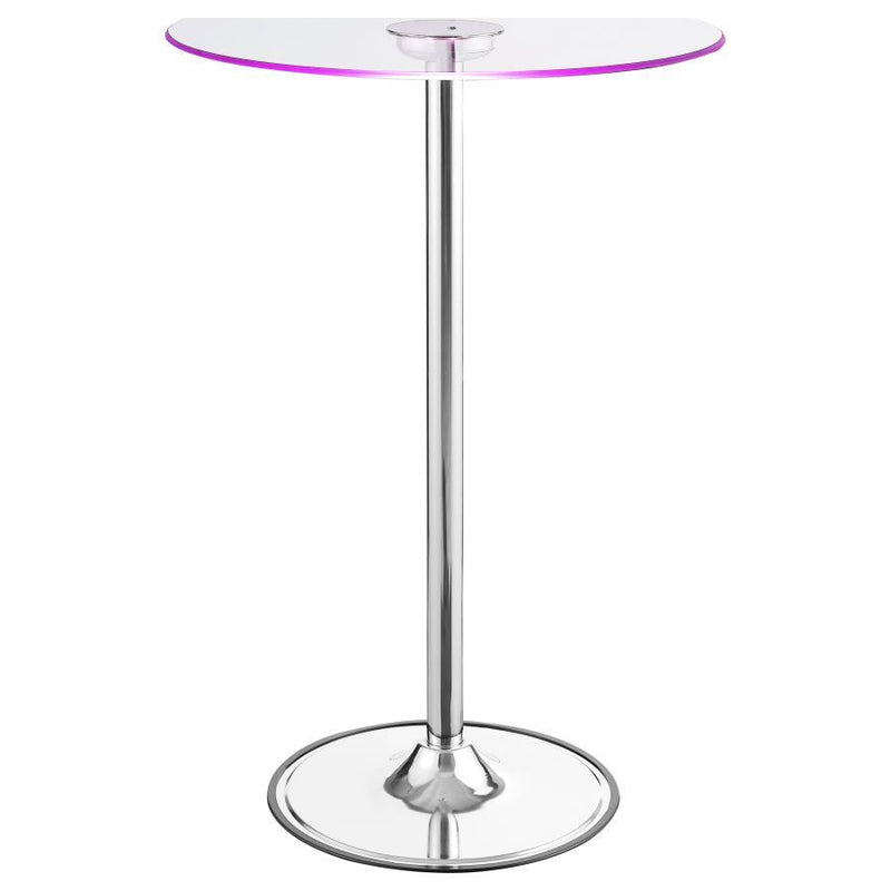 Thea - Round Glass Top LED Bistro Bar Table - Chrome