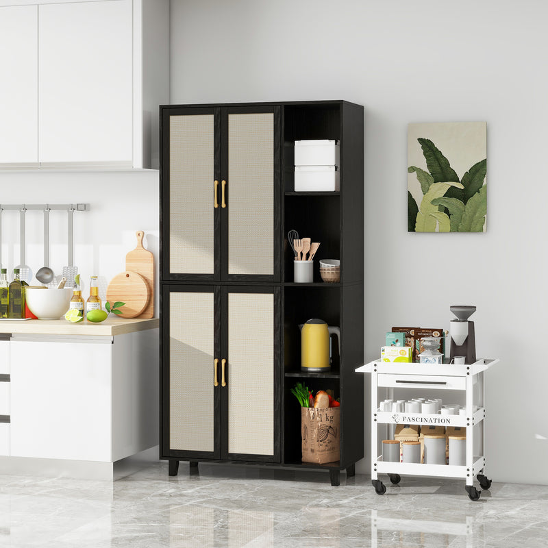 4 Door Cabinet with 4 Shelves with 4 Adjustable Inner Shelves, Storage Cabinet