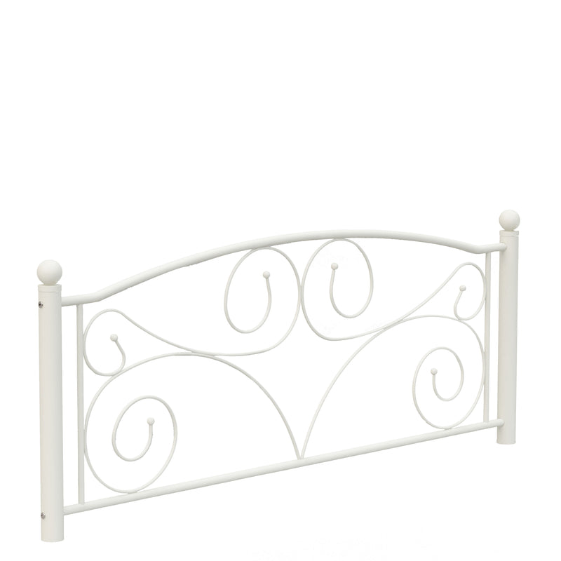 Full Unique Flower Sturdy System Metal Bed Frame With Headboard And Footboard - White