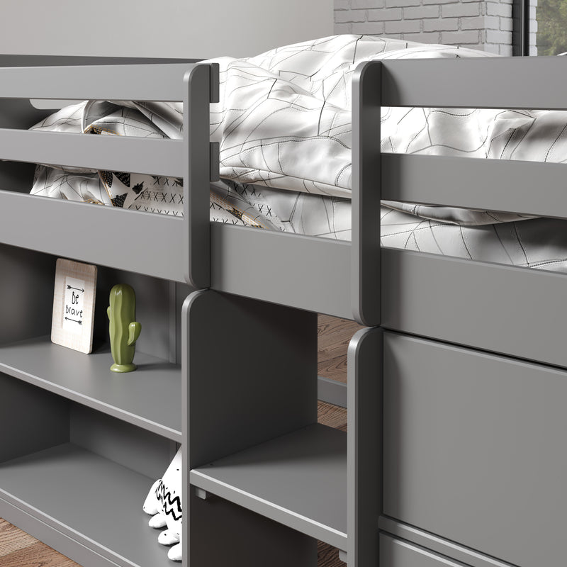 ACME Fabiana Twin Loft Bed w/Storage, Gray Finish BD01375