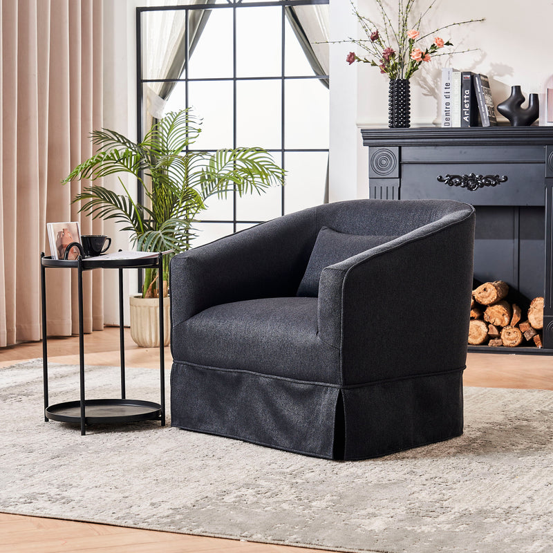 Swivel Barrel Chair With Ottoman, Swivel Accent Chairs Armchair For Living Room, Reading Chairs For Bedroom Comfy, Round Barrel Chairs With Metal Base