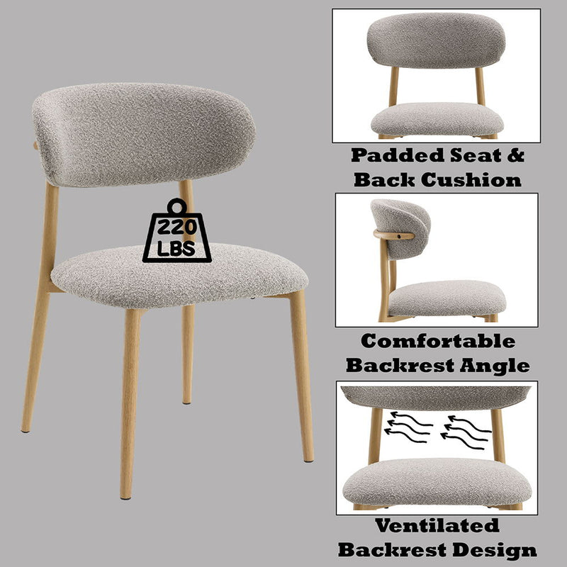 Kacey - Side Chair (Set of 2) - Gray Boucle & Natural Finish