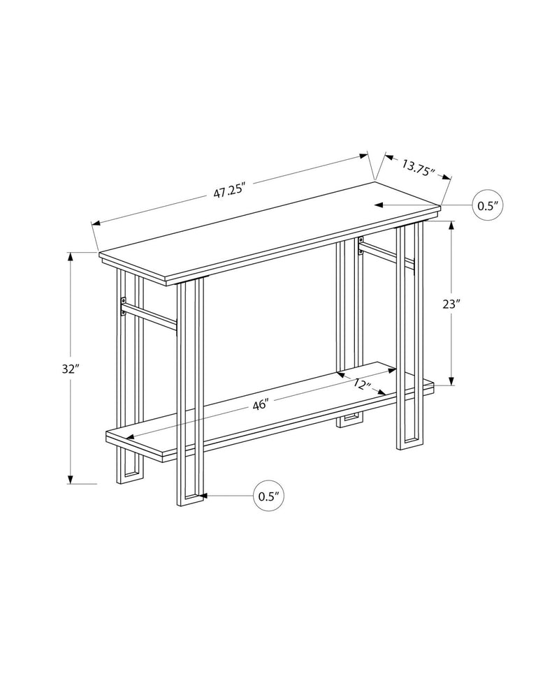 Accent Table, Console, Entryway, Narrow, Sofa, Living Room, Bedroom, Contemporary, Modern - Gray