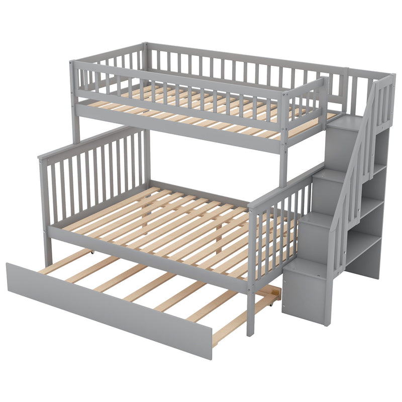 Kids Furniture - Bunk Bed With Trundle And Staircase