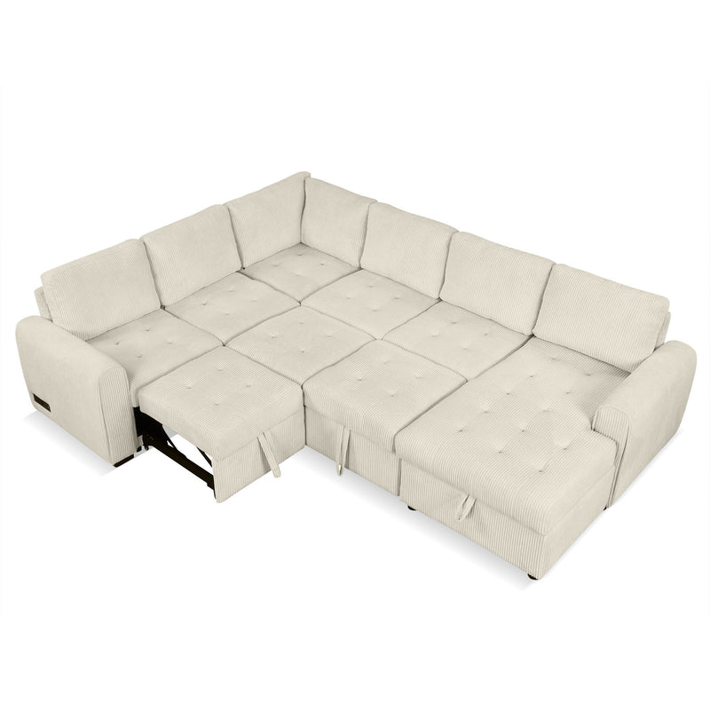 U-Shaped Sofa Sectional Sofa Pull-Out Sofa Bed With A Storage Chaise Lounge, Charging Devices For Living Room