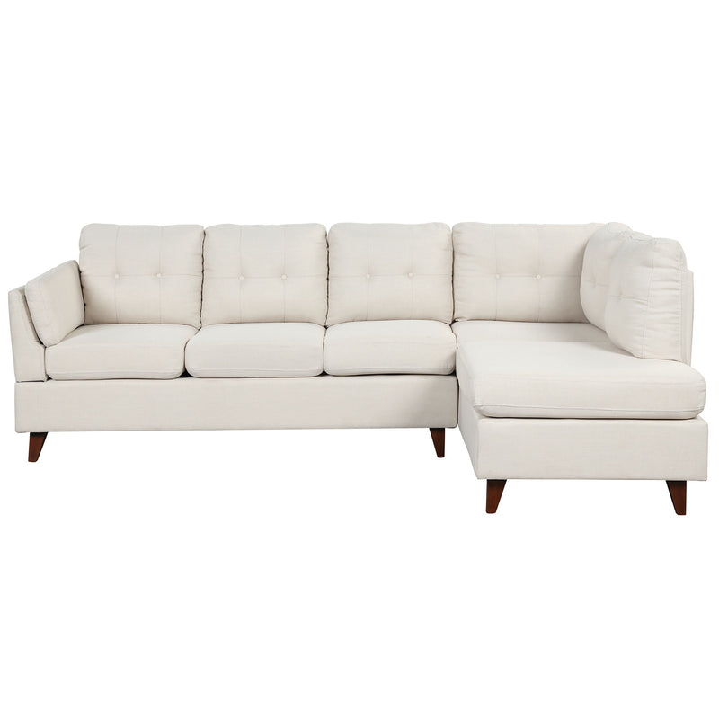 Modern Linen Fabric Sofa, L-Shape Couch With Chaise Lounge, Sectional Sofa With One Lumbar Pad